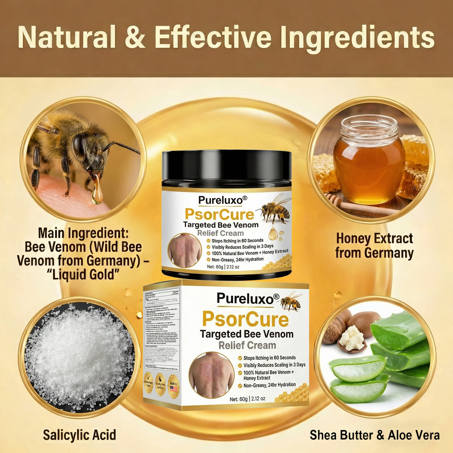 📅👨‍⚕️ Pureluxo® PsorCure Bee Venom Targeted Relief Cream 🌿