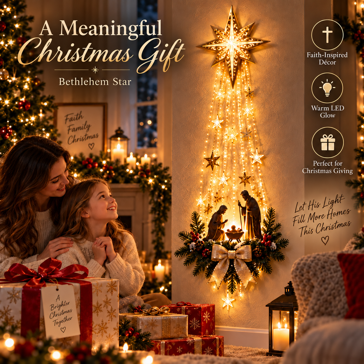 ✨ Last Day — 49% OFF ✨ 🎄✝️ Bethlehem Star Nativity Wall Light — A Beautiful Symbol of Faith
